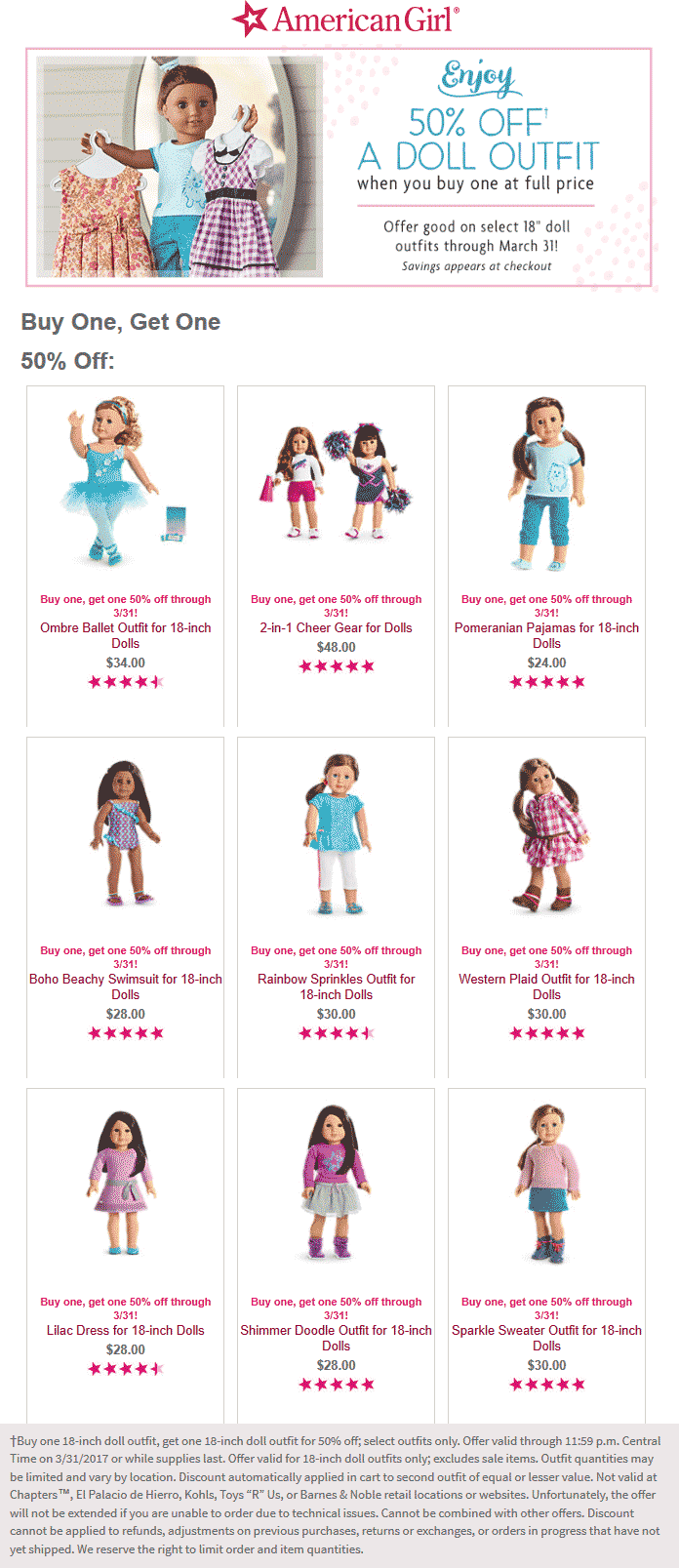 coupons for american girl dolls