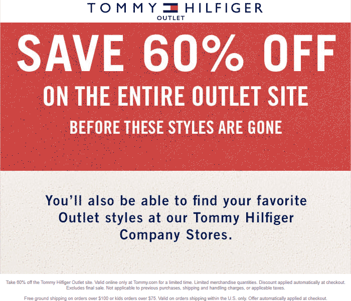 Tommy Hilfiger Outlet Coupon April 2024 60% off online at Tommy Hilfiger Outlet