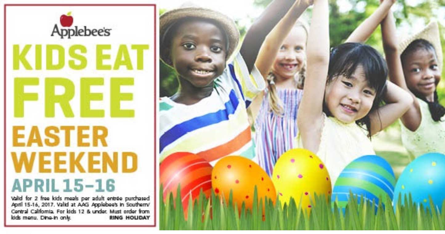 Applebees Coupon April 2024 Kids eat free Easter weekend at Applebees