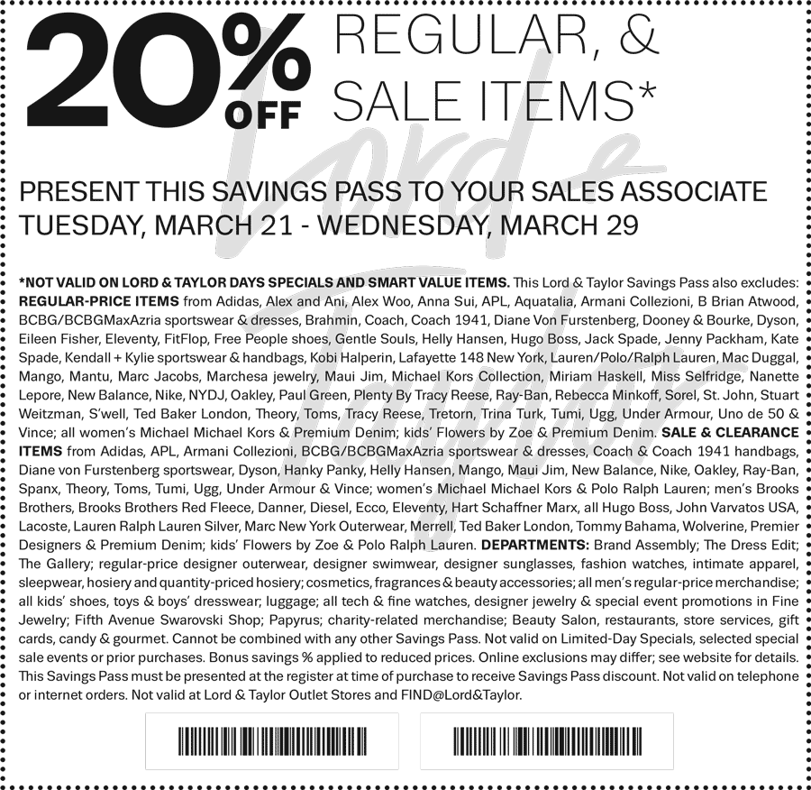 Lord & Taylor coupons & promo code for [April 2024]
