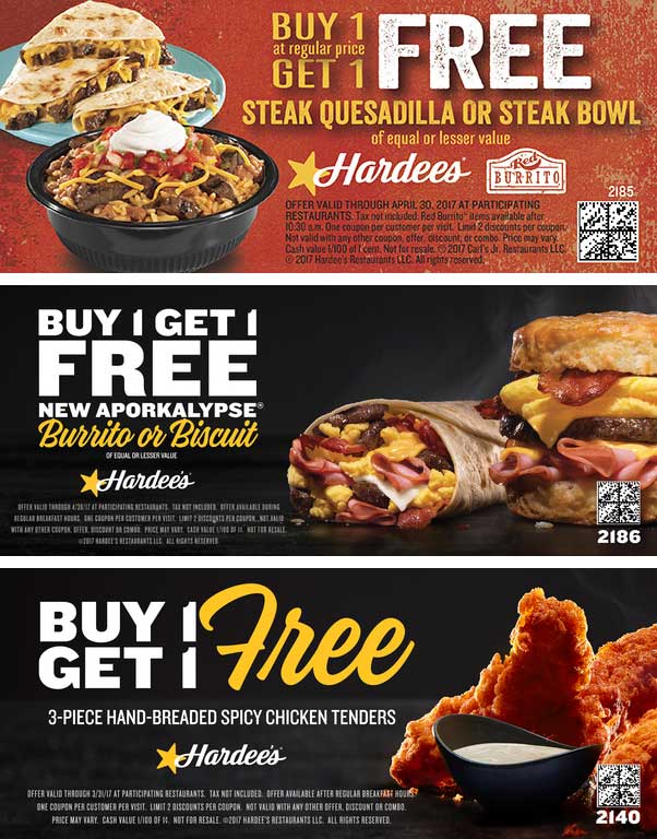 Hardees Coupon April 2024 Second chicken tenders free & more at Hardees restaurants