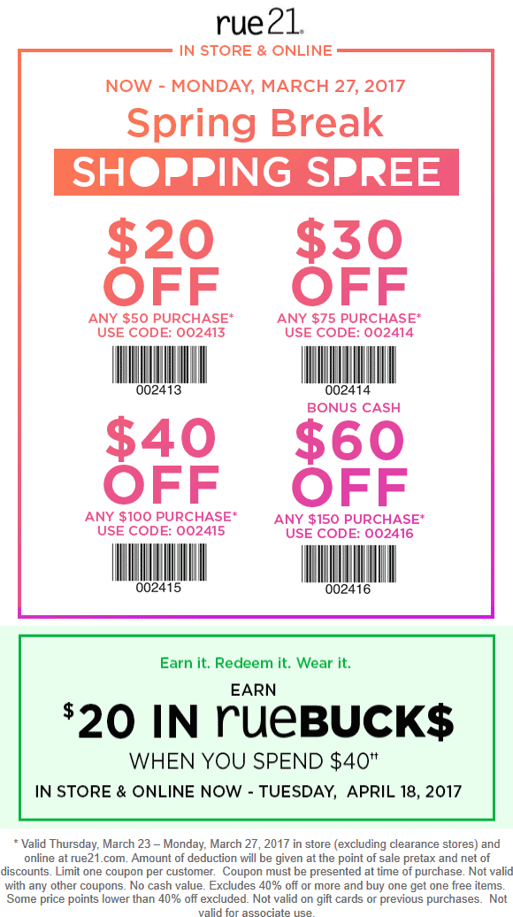 Rue21 coupons & promo code for [April 2024]