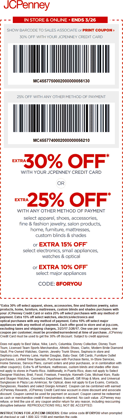 JCPenney Coupon April 2024 25% off today at JCPenney, or online via promo code 8FORYOU