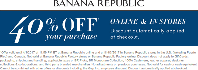 Banana Republic coupons & promo code for [May 2024]