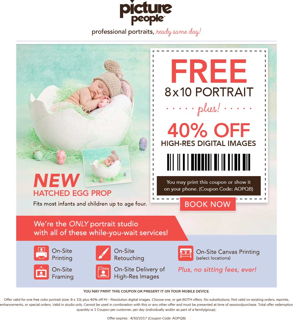Picture People Coupon April 2024 Free 8x10 portrait at Picture People