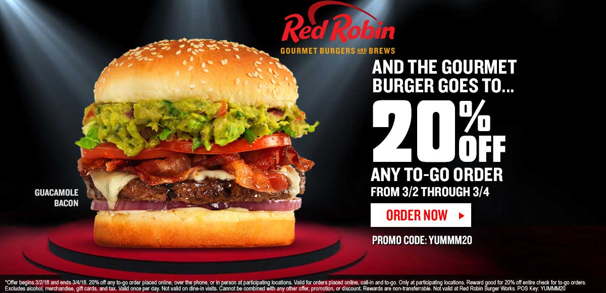 Red Robin coupons & promo code for [March 2024]