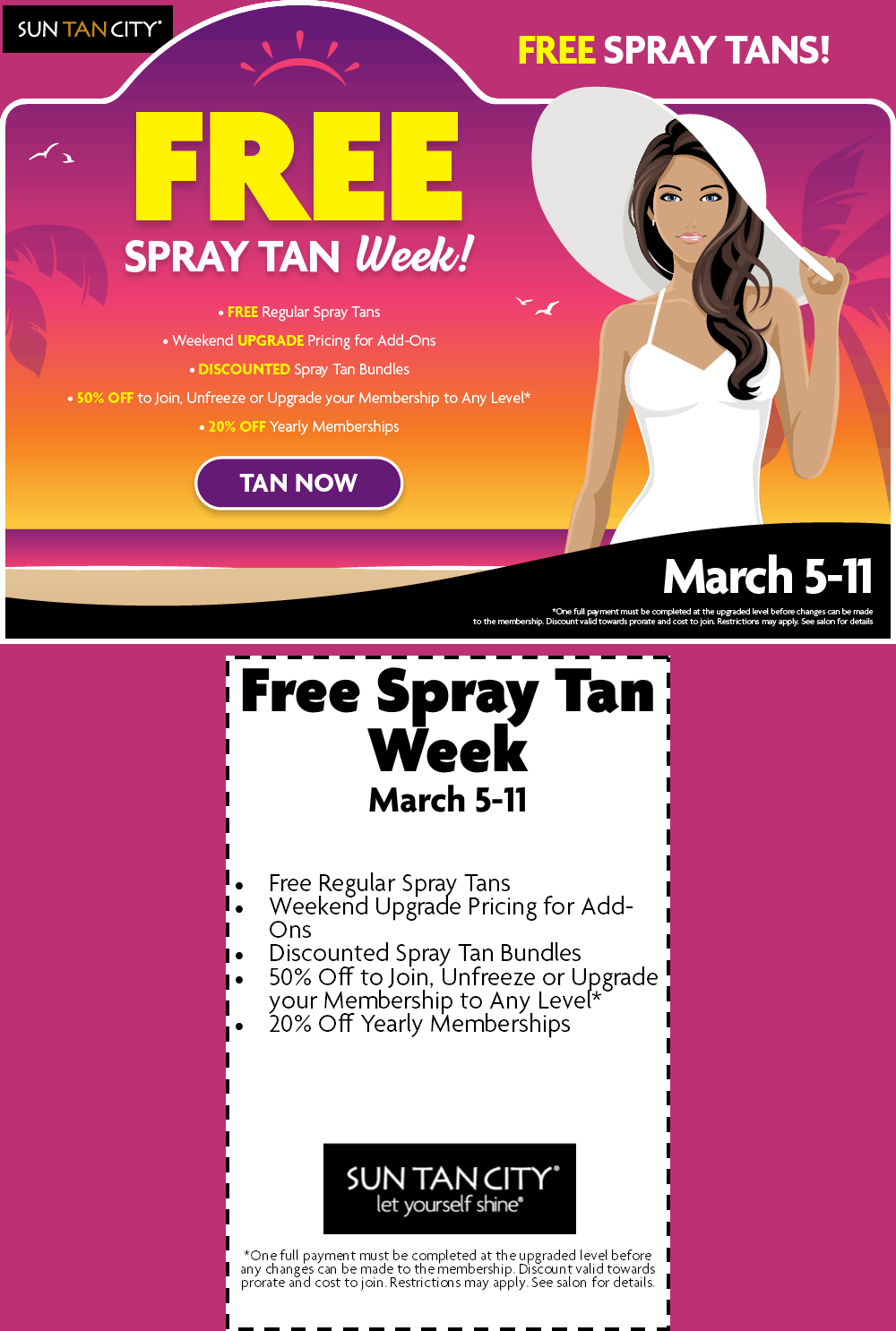 Sun Tan City Coupon March 2024 Free spray tan this weekend at Sun Tan City locations