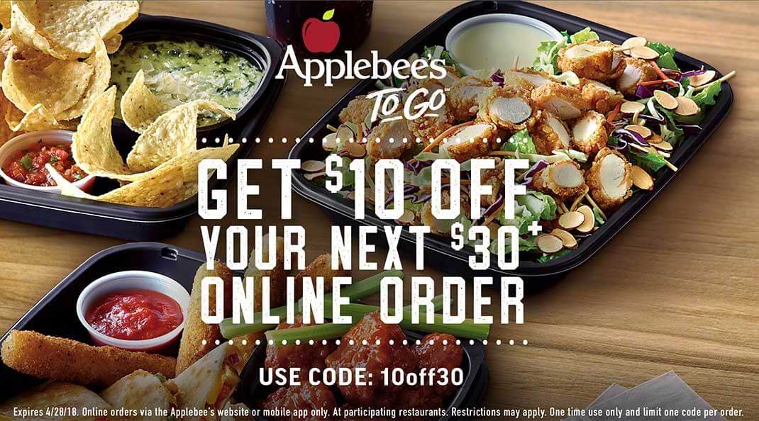 Applebees Coupon March 2024 $10 off $30 online at Applebees restaurants via promo code 10off30