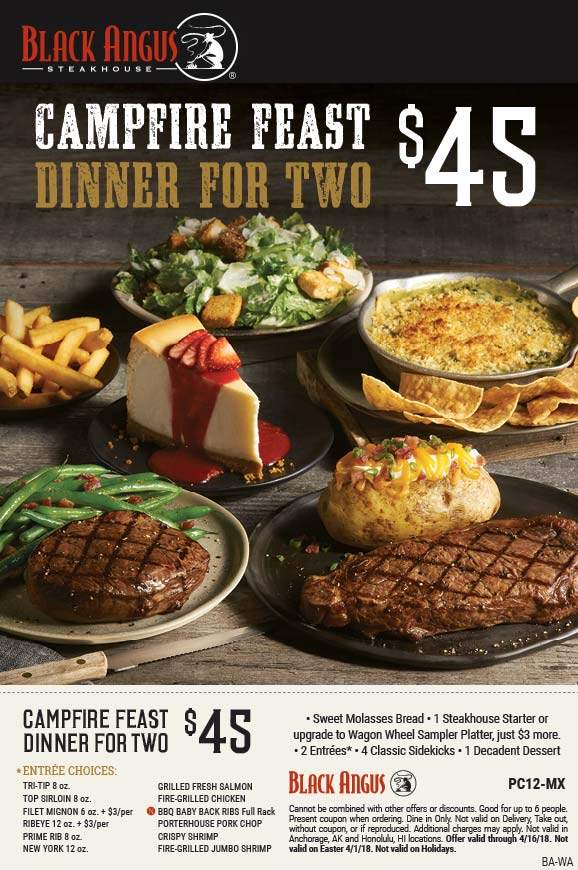 Black Angus coupons & promo code for [April 2024]