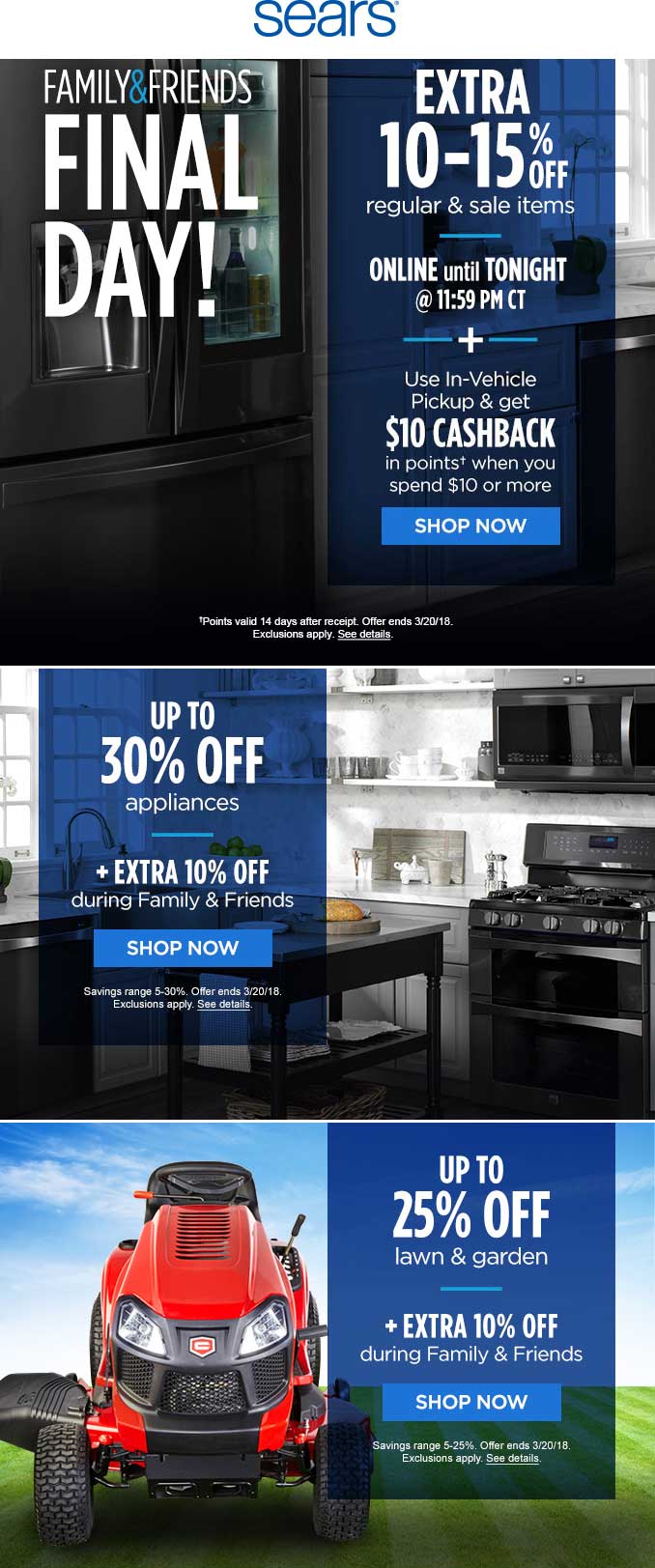 Sears Coupon April 2024 10-15% off online today at Sears