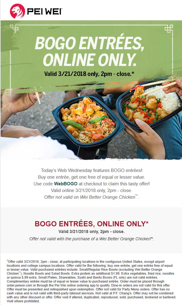 Pei Wei coupons & promo code for [May 2024]