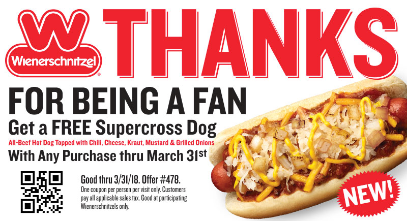 Wienerschnitzel Coupon May 2024 Free chili cheese kraut hot dog with any order at Wienerschnitzel restaurants