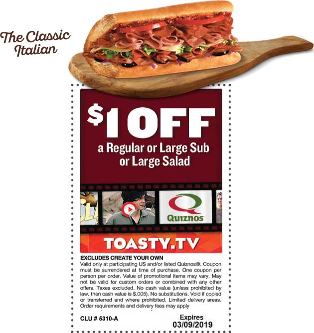 Quiznos coupons & promo code for [May 2022]