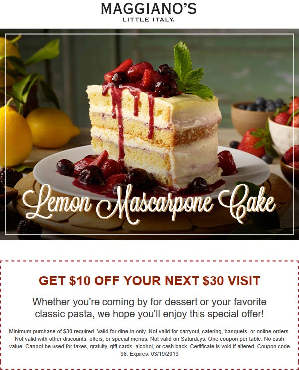 Maggianos Little Italy coupons & promo code for [May 2022]