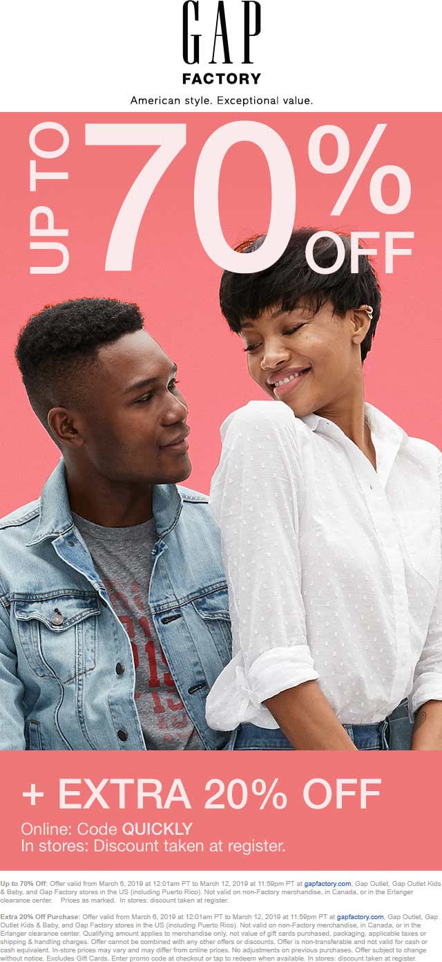 Gap Factory coupons & promo code for [May 2022]