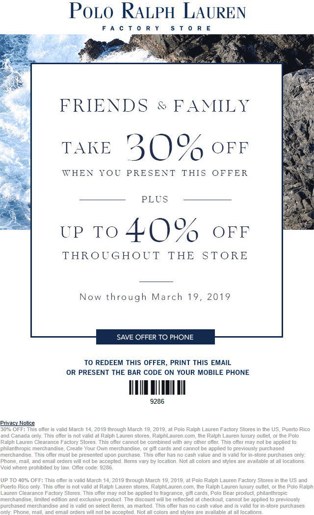 Polo Ralph Lauren Factory coupons & promo code for [January 2022]