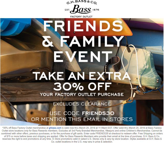 Bass Factory Outlet coupons & promo code for [June 2022]