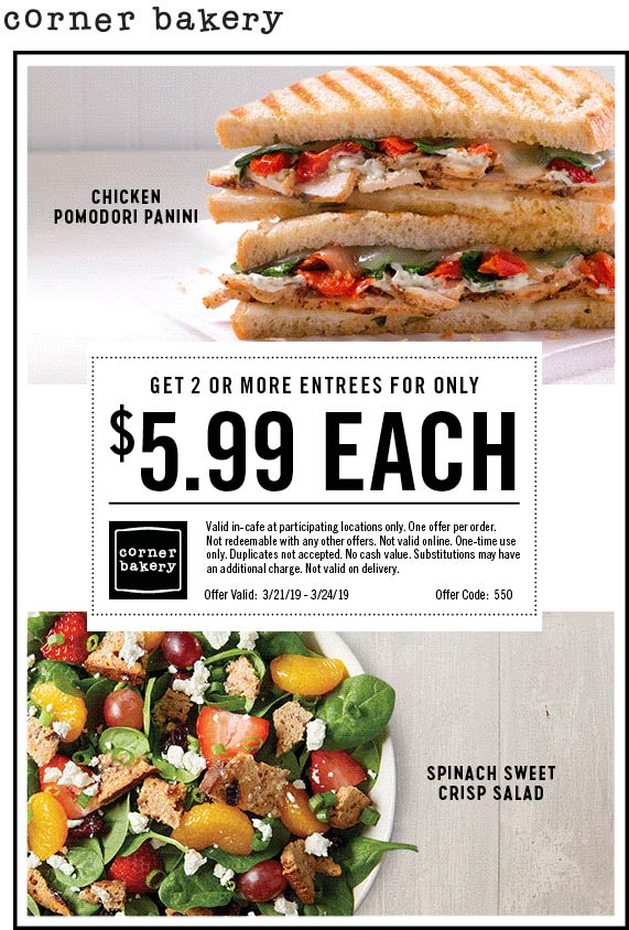 Corner Bakery Cafe coupons & promo code for [May 2022]