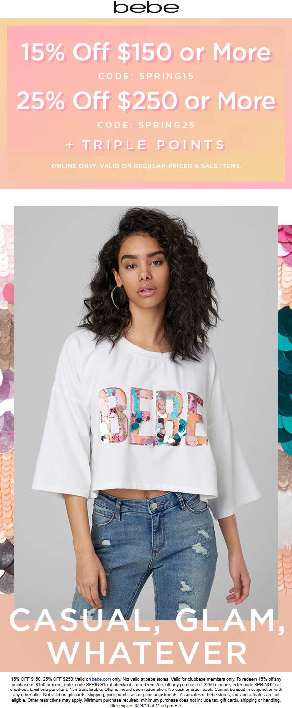 Bebe coupons & promo code for [January 2022]