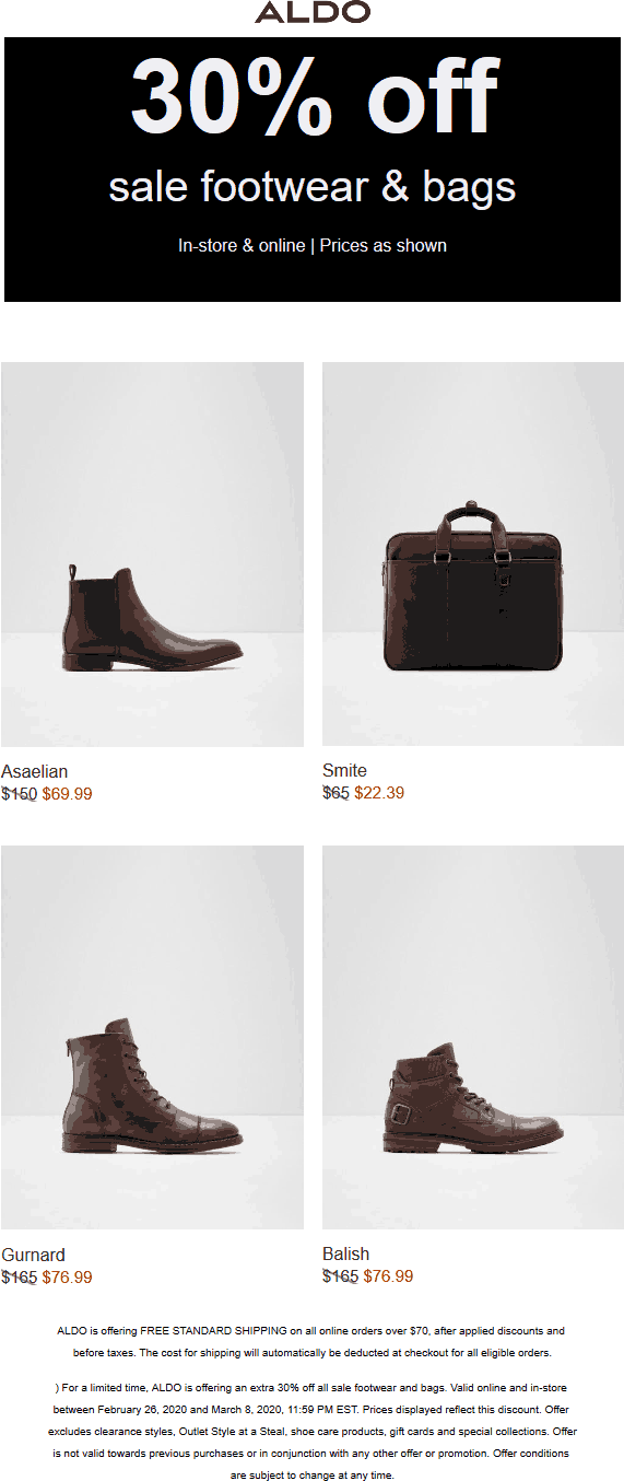 Aldo coupons & promo code for July 2025