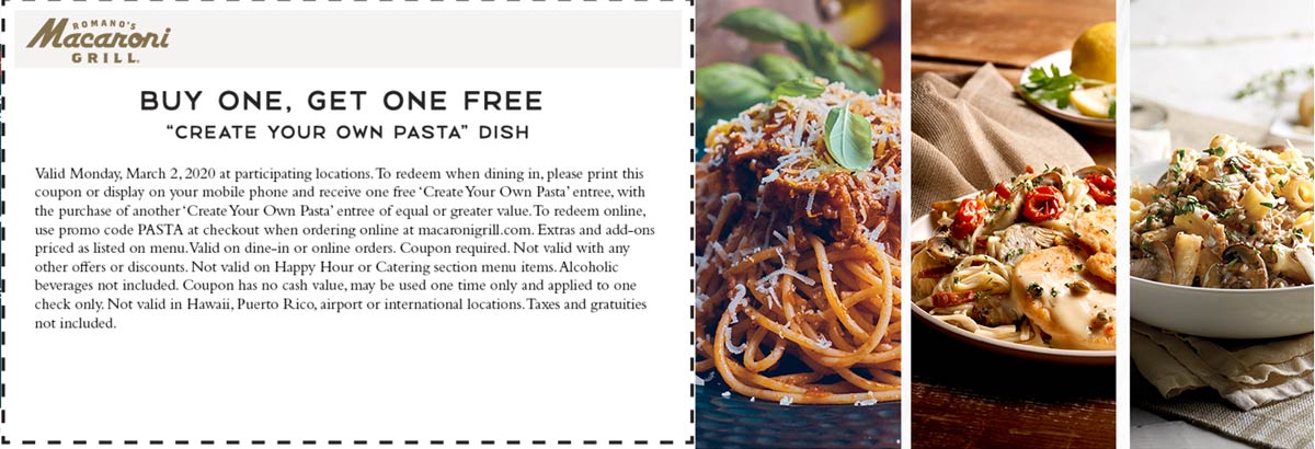 Macaroni Grill coupons & promo code for July 2025