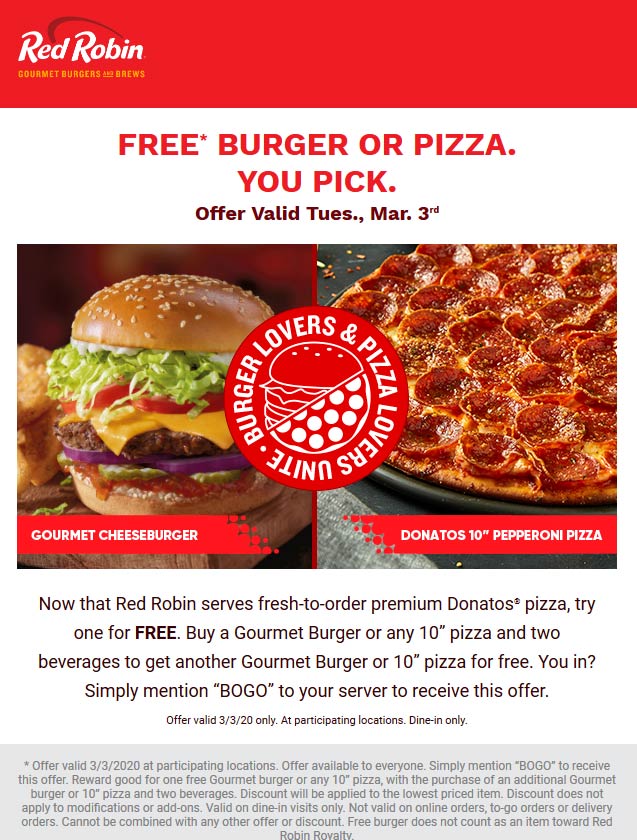 Red Robin coupons & promo code for [January 2022]