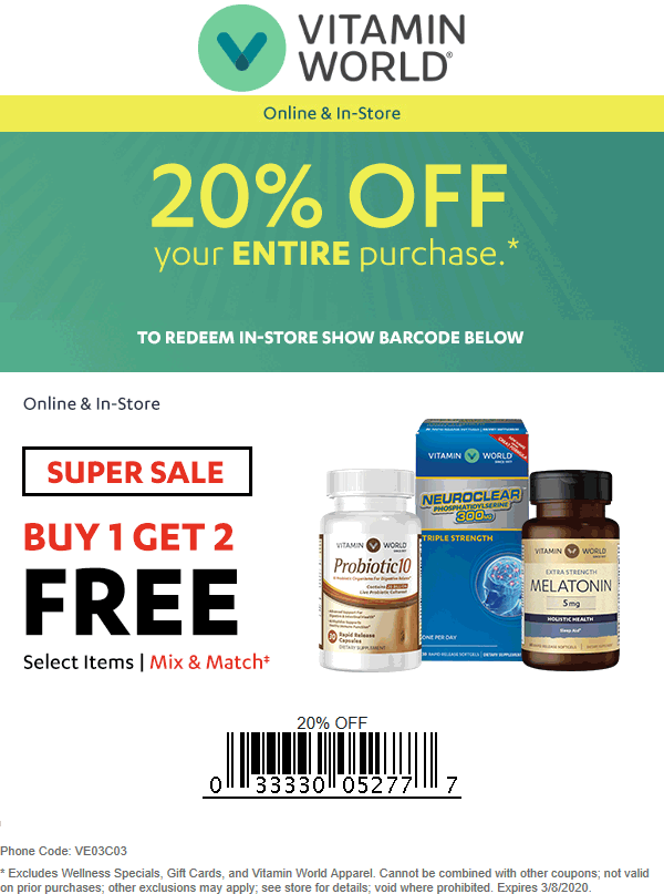 Vitamin World coupons & promo code for July 2025