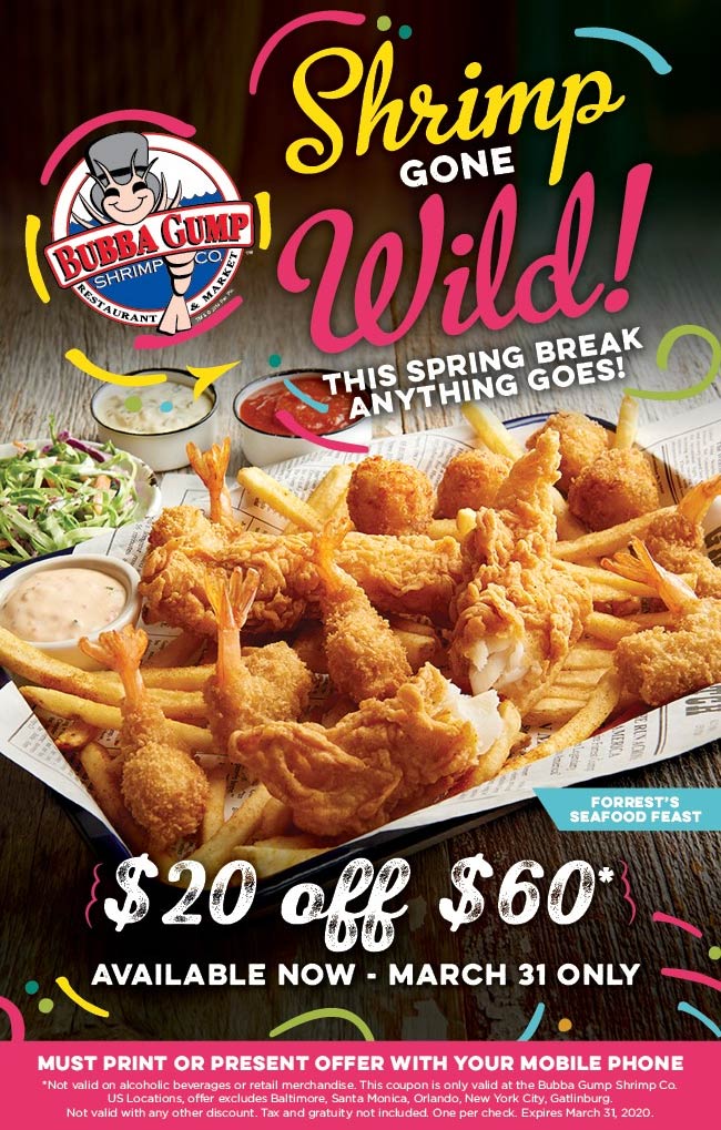 Bubba GUmp Shrimp coupons & promo code for [May 2022]