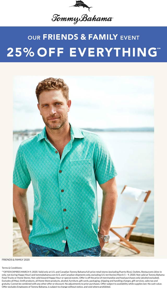Tommy Bahama coupons & promo code for July 2025