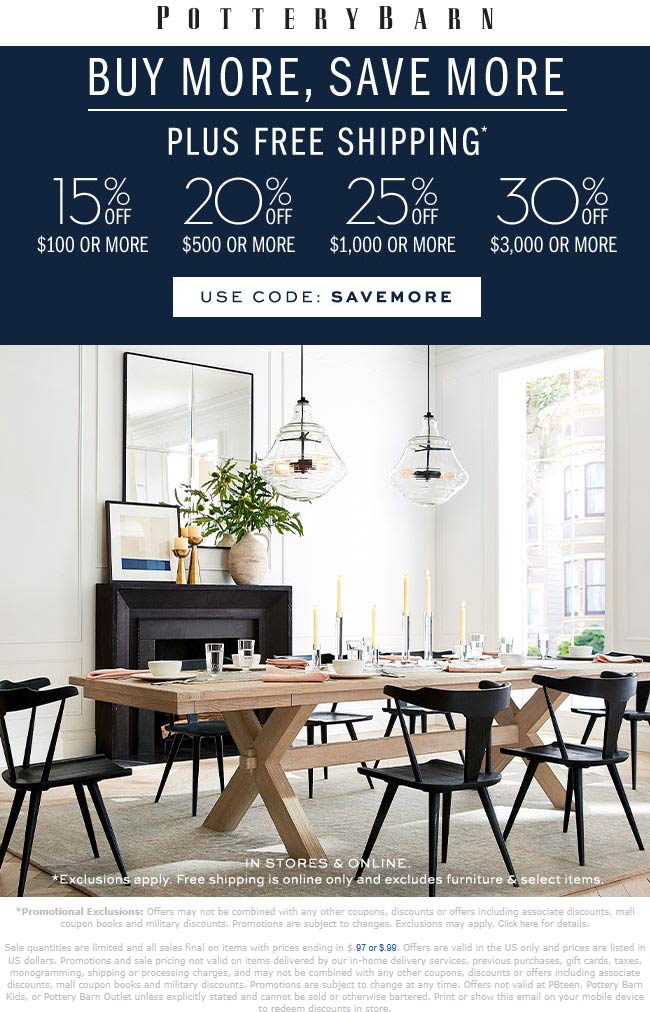 Pottery Barn coupons & promo code for July 2025