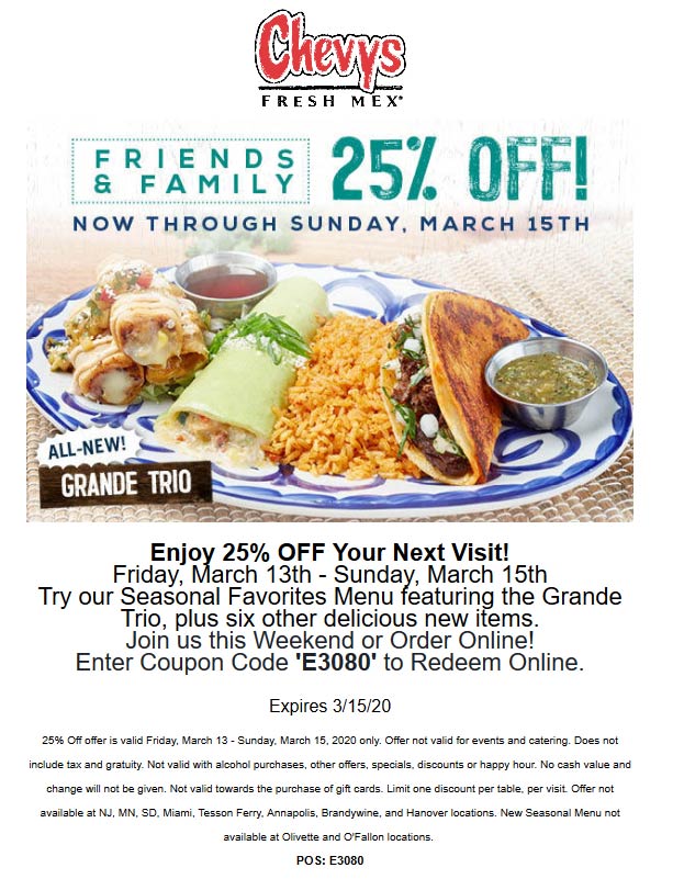 Chevys coupons & promo code for [May 2025]