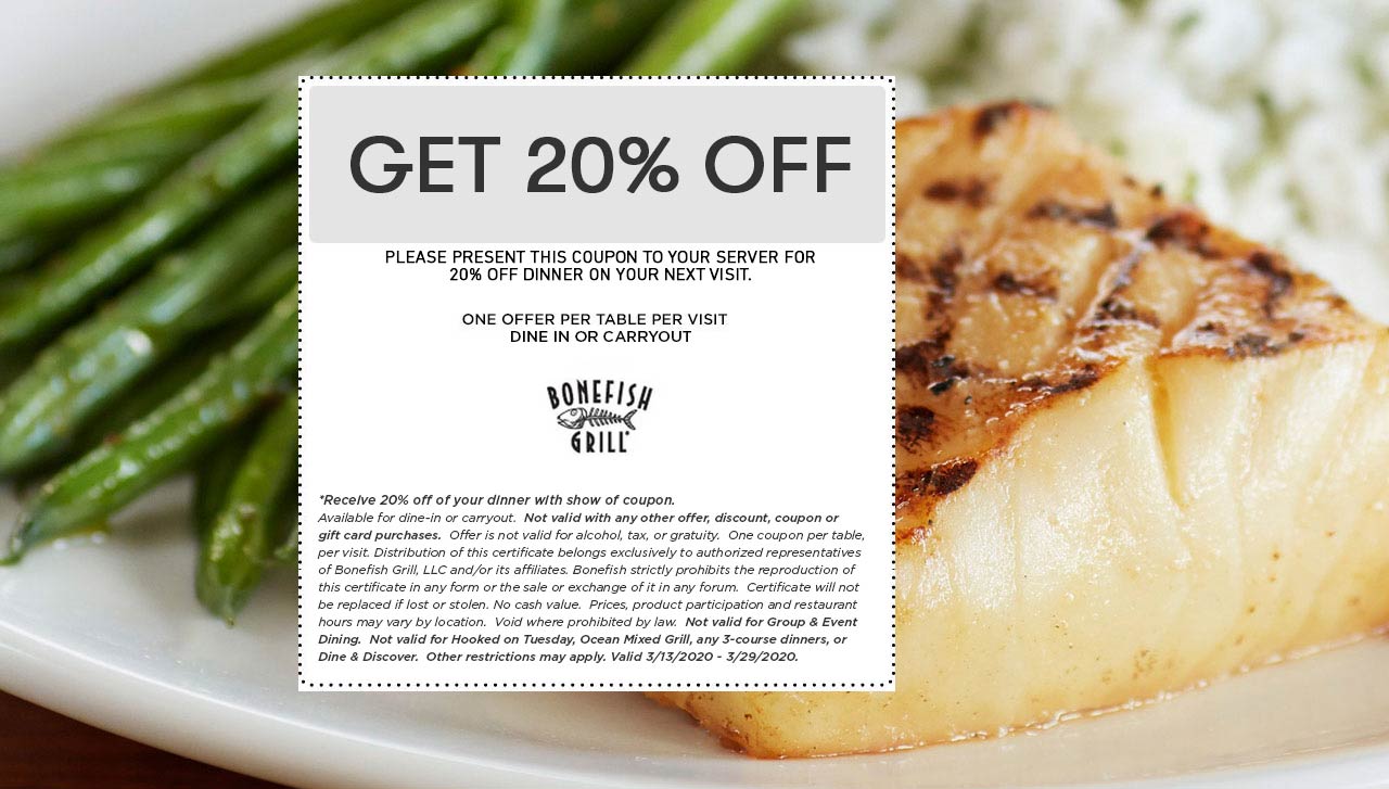 Bonefish Grill coupons & promo code for July 2025