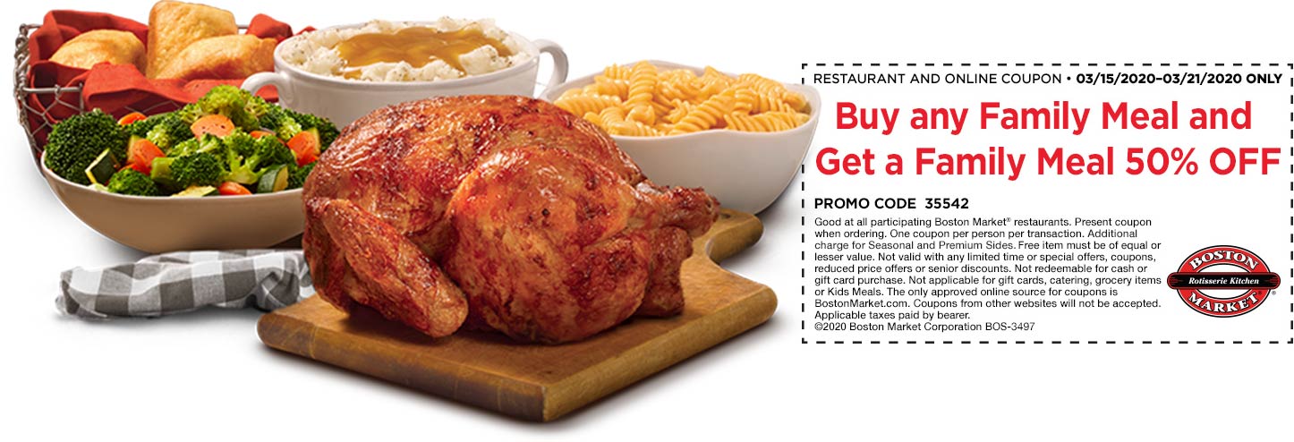 Boston Market coupons & promo code for July 2025