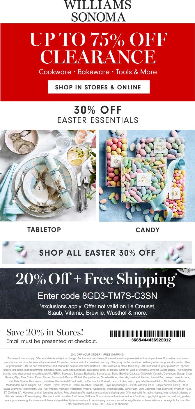 Williams Sonoma coupons & promo code for July 2025