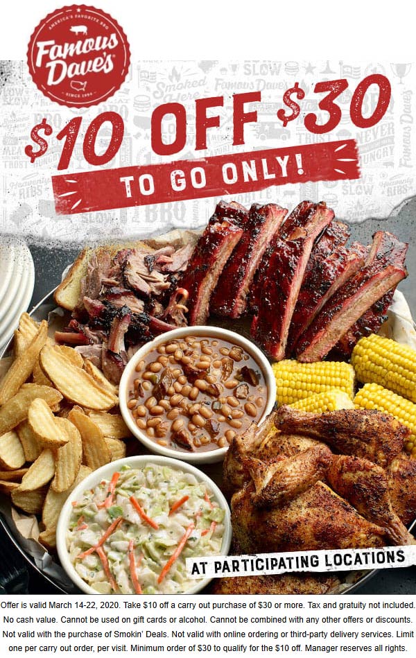 Famous Daves coupons & promo code for [December 2022]