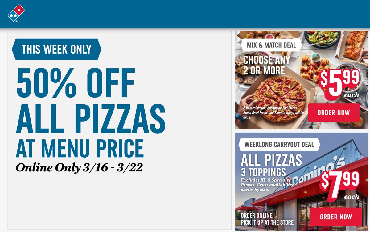 Dominos January 2021 Coupons And Promo Codes 