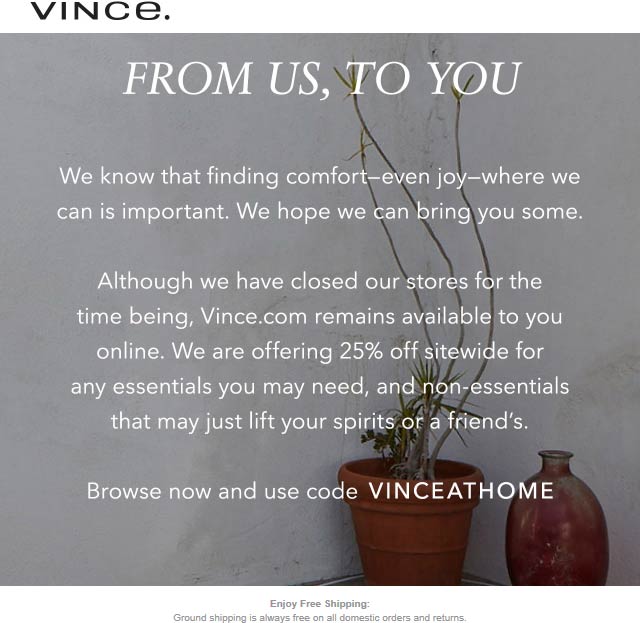 Vince coupons & promo code for July 2025
