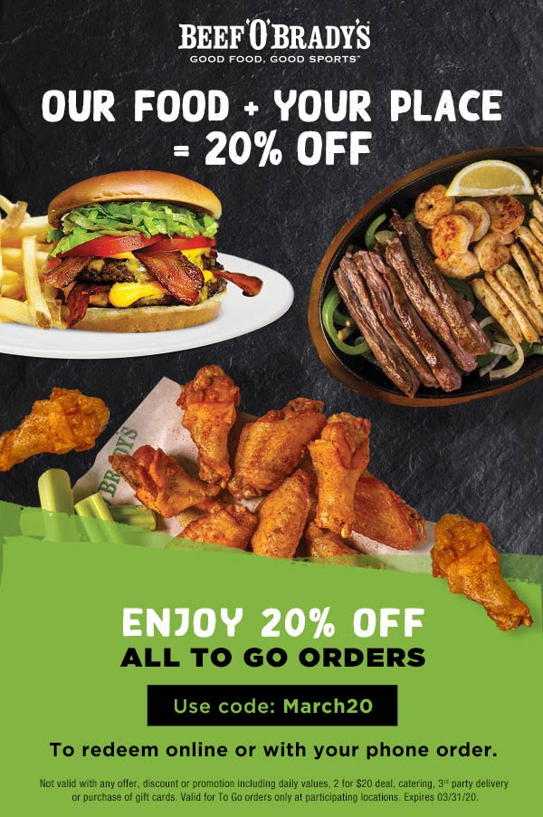 Beef OBradys coupons & promo code for July 2025