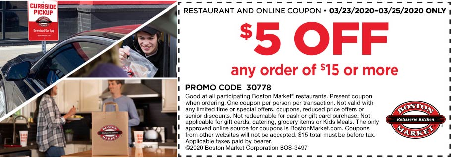 Boston Market coupons & promo code for July 2025