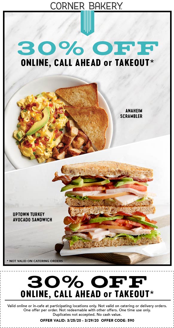 Corner Bakery coupons & promo code for [January 2022]