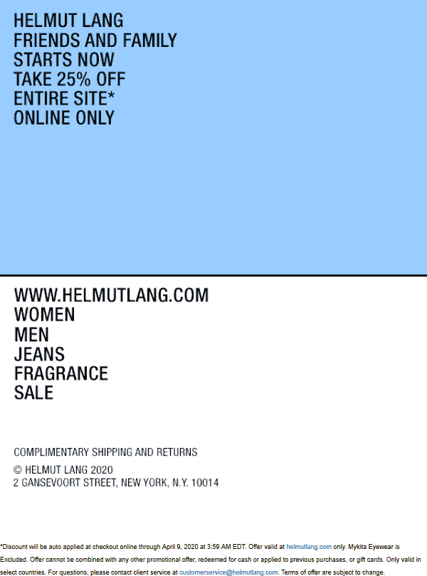 Helmut Lang coupons & promo code for [June 2022]