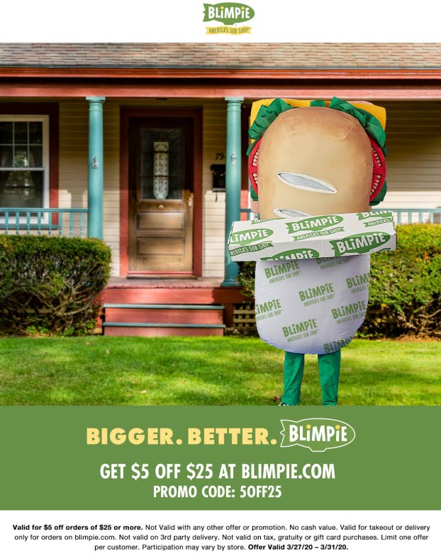 Blimpie coupons & promo code for July 2025