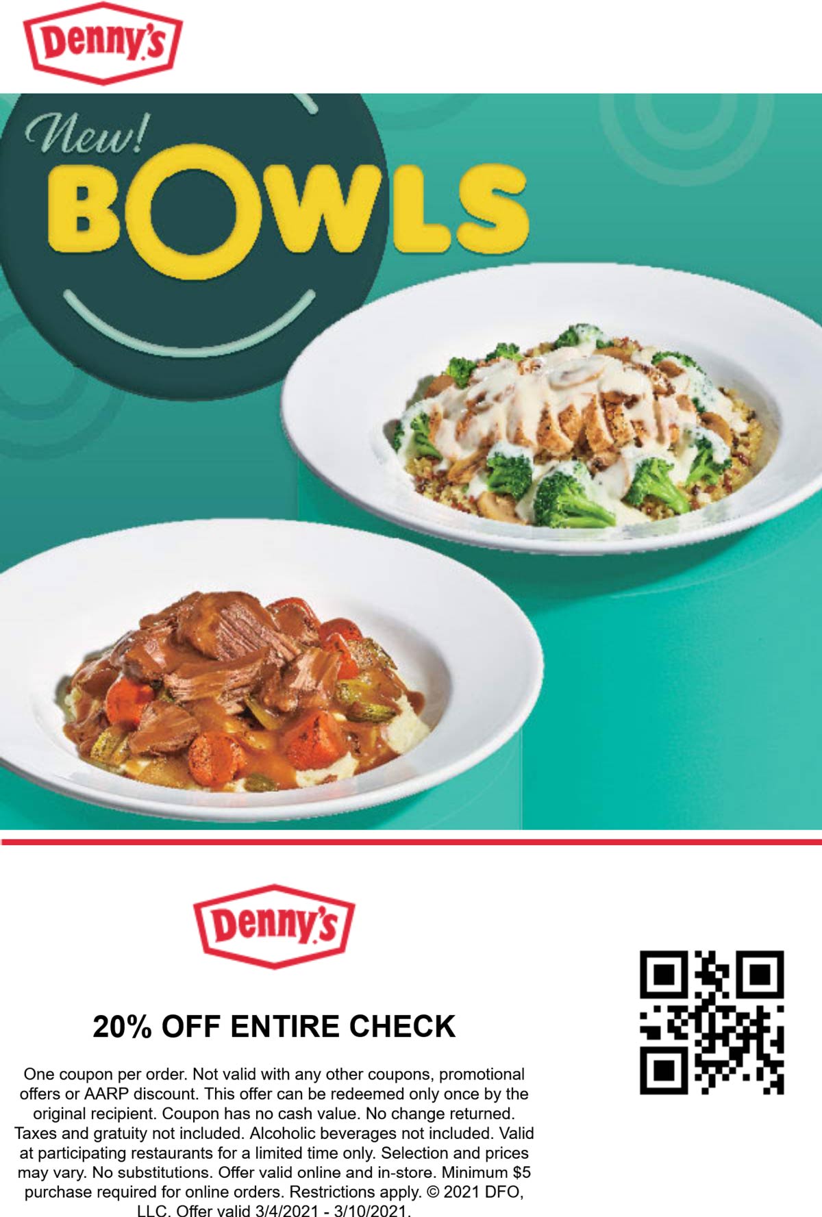20 off at Dennys restaurants dennys The Coupons App®