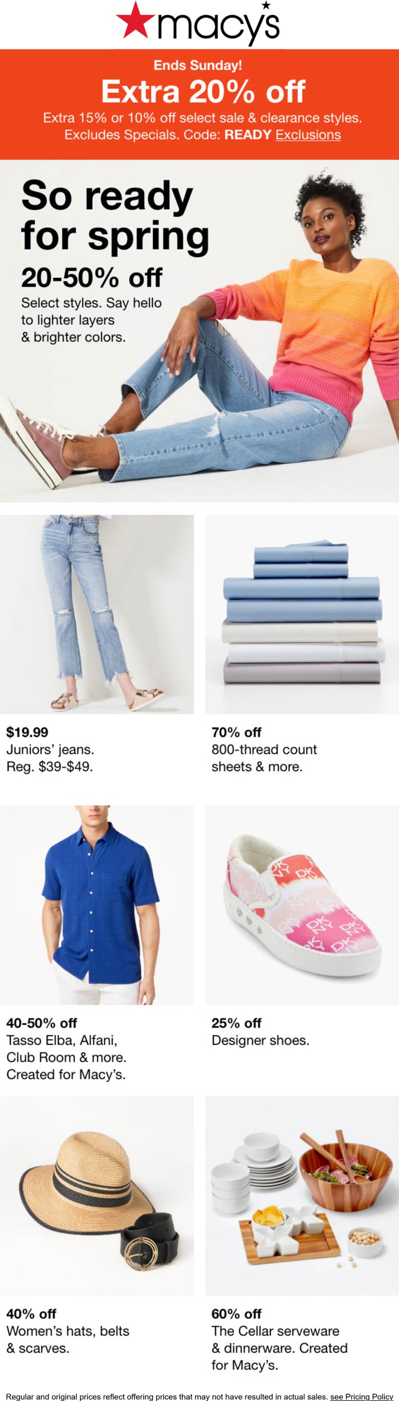 [March, 2022] Extra 20 off at Macys, or online via promo code READY 