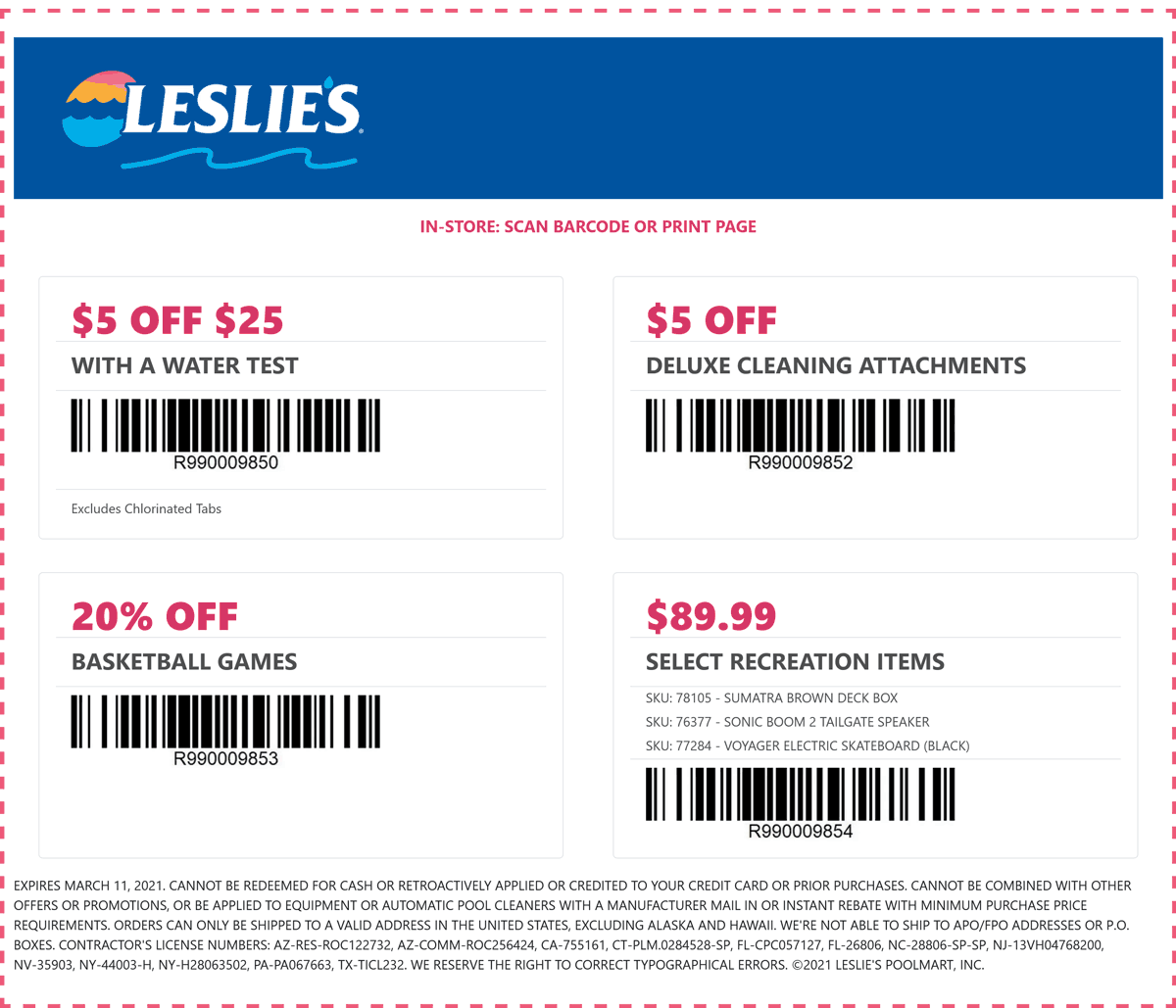 Leslies stores Coupon  $5 off $25 & more at Leslies Pool Supplies #leslies 
