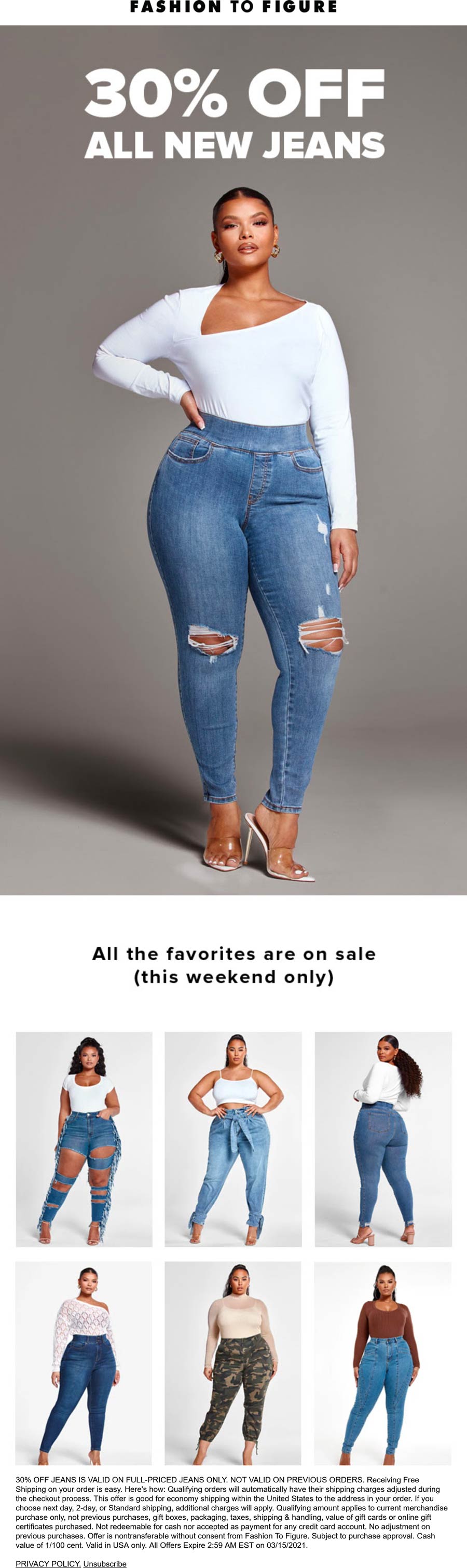 30 off jeans at Fashion to Figure fashiontofigure The Coupons App®