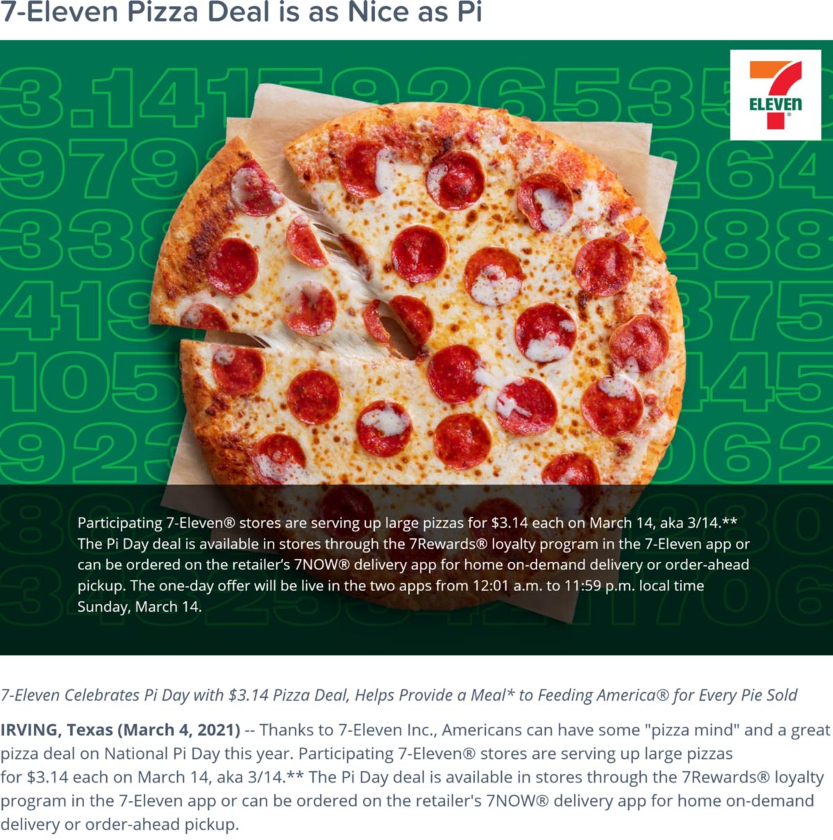 7-Eleven restaurants Coupon  $3.14 pizzas Sunday at 7-Eleven #7eleven 