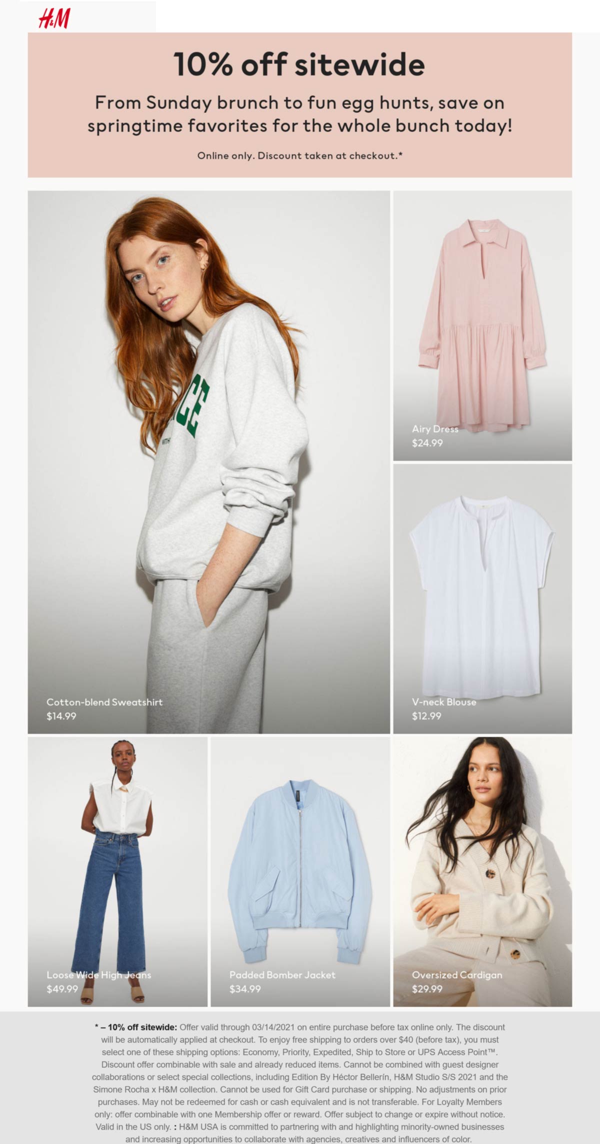 H&M stores Coupon  10% off everything online today at H&M #hm 