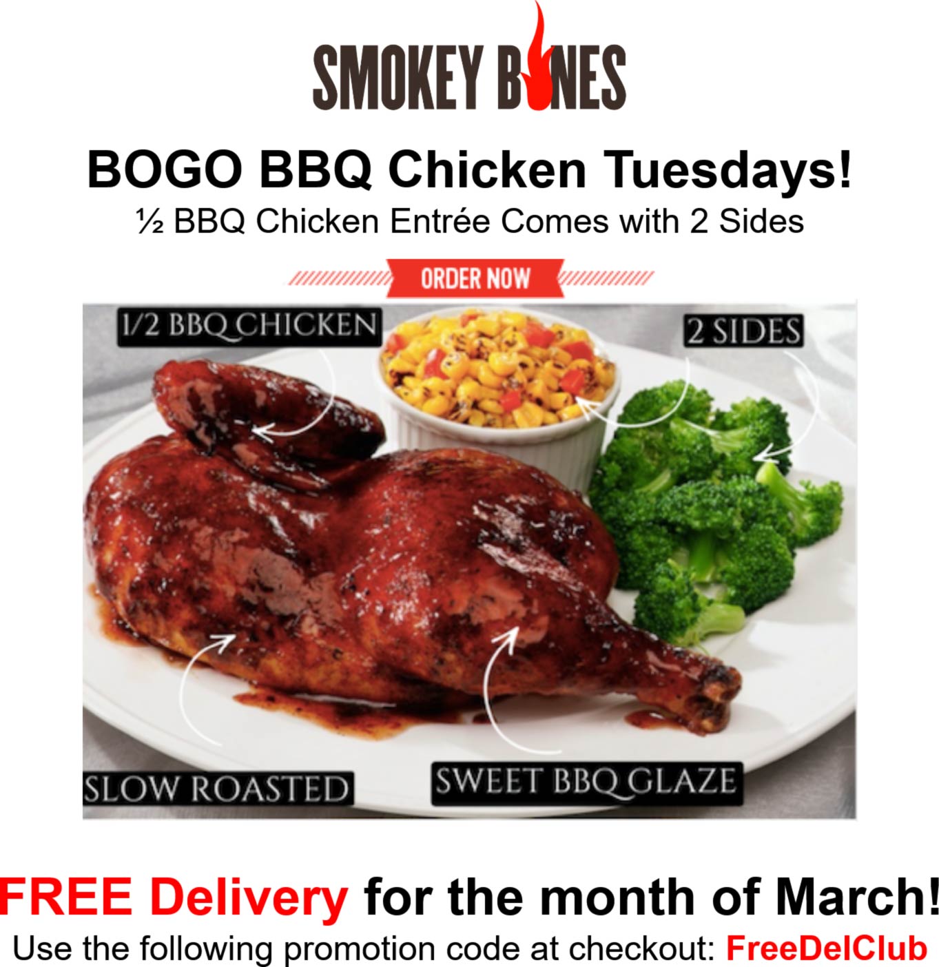 Smokey Bones restaurants Coupon  Second half chicken meal free today at Smokey Bones #smokeybones 