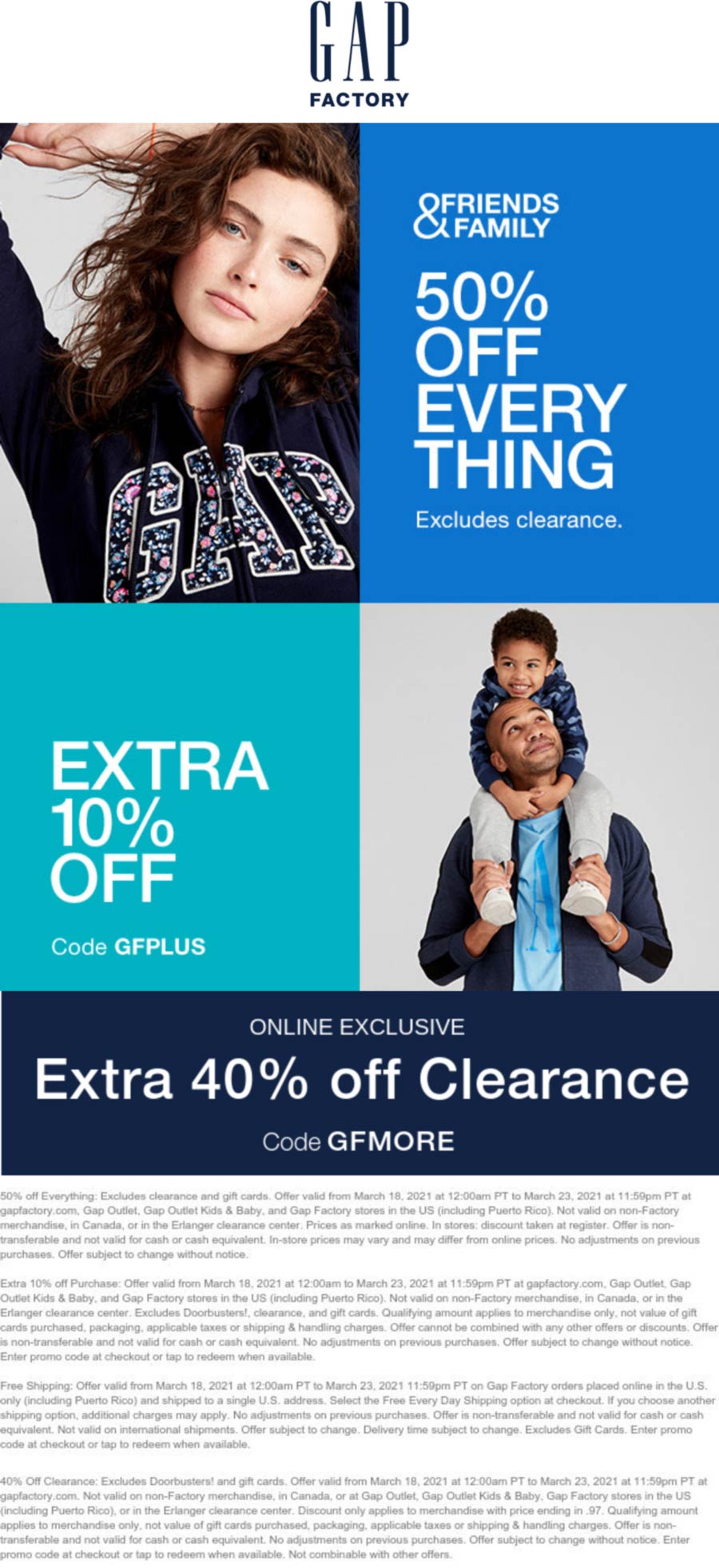 60 off everything at Gap Factory, or online via promo code GFPLUS 